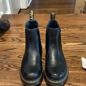 Dr. Martens Black Chelsea Combat Boots with Yellow Stitching